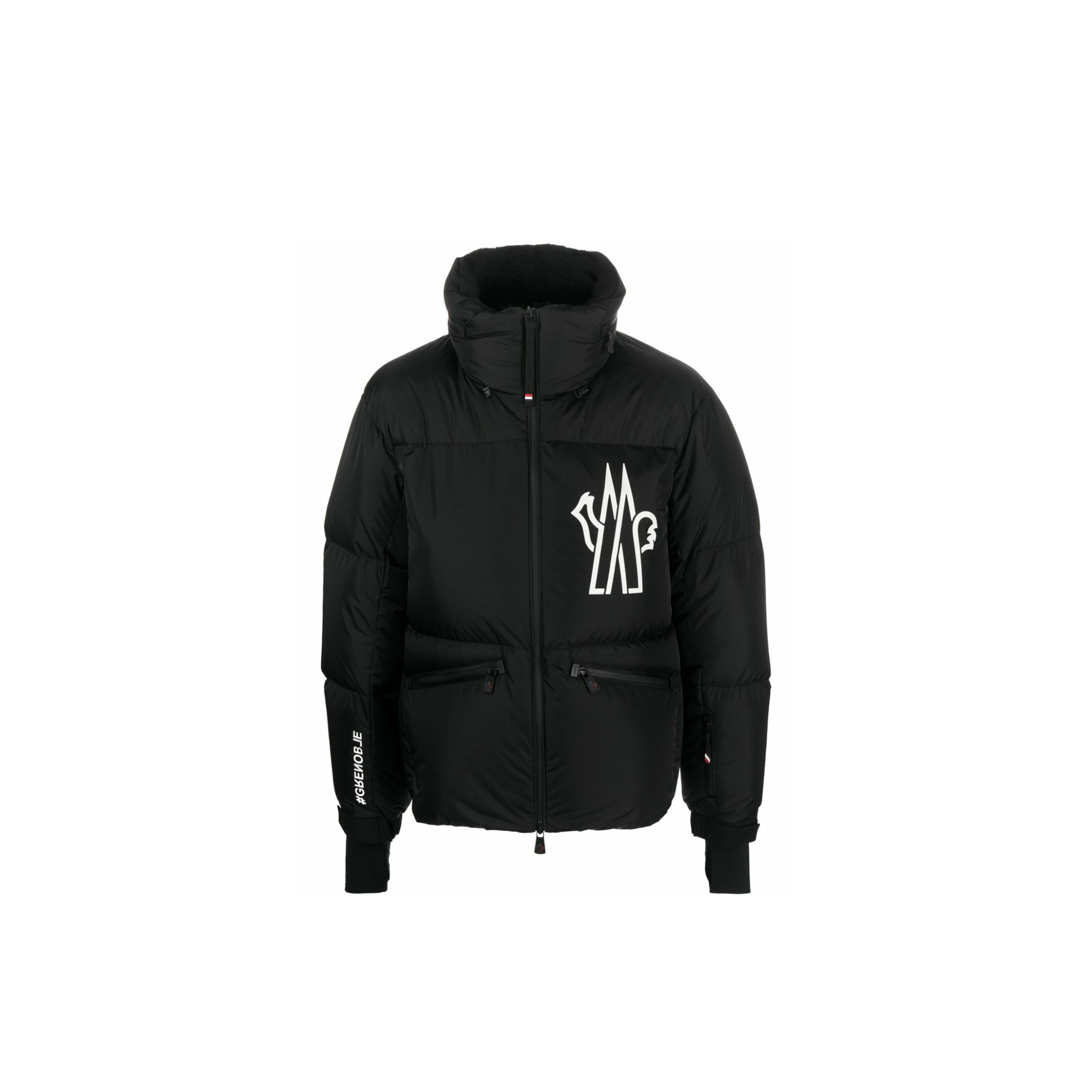 MONCLER GRENOBLE BLACK VERDONS LOGO-PRINT PUFFER JACKET 